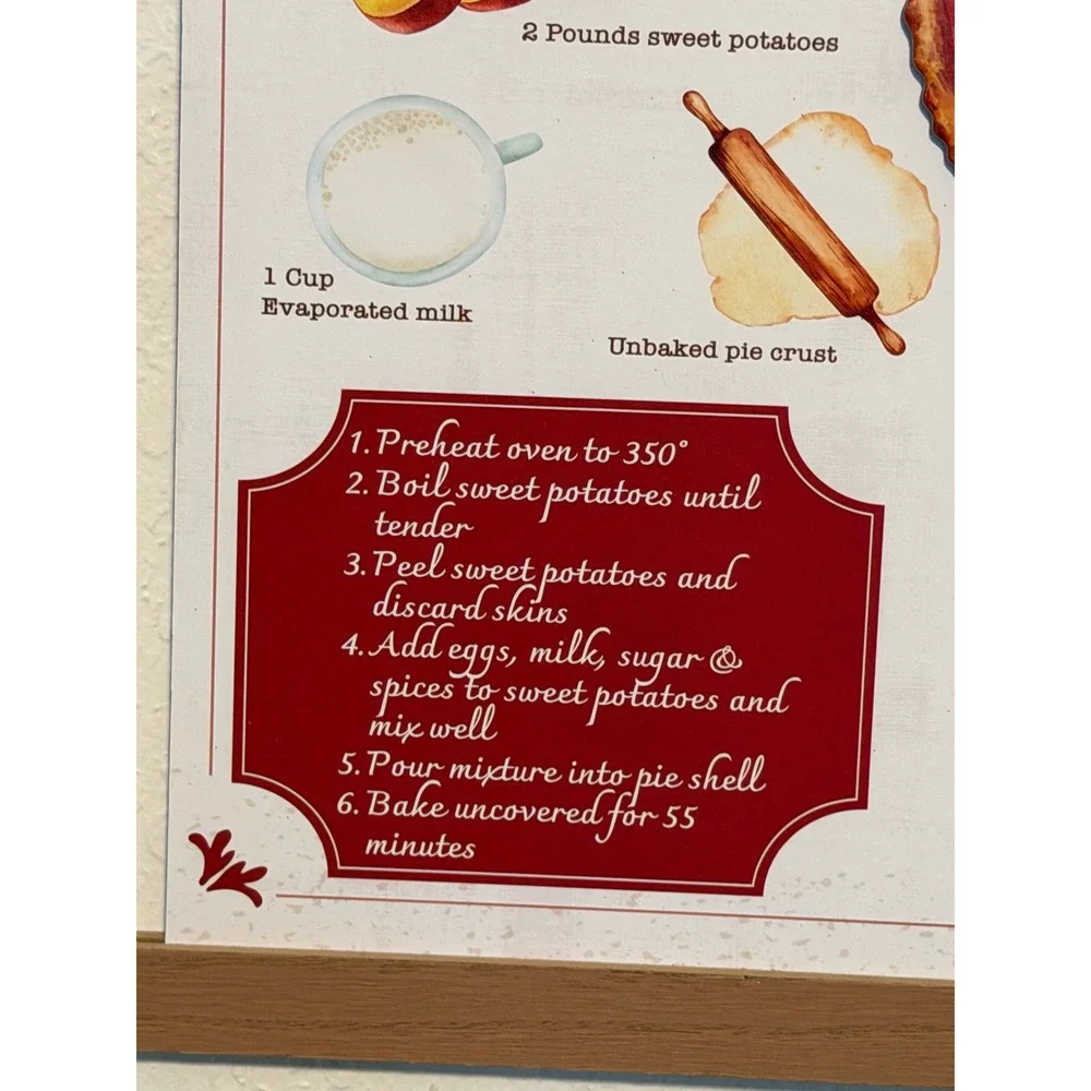 Greenbrier International Sweet Potato Pie Recipe Wall Decor Rustic Kitchen Art